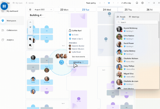 Microsoft Places - workspace and meeting attendance coordination