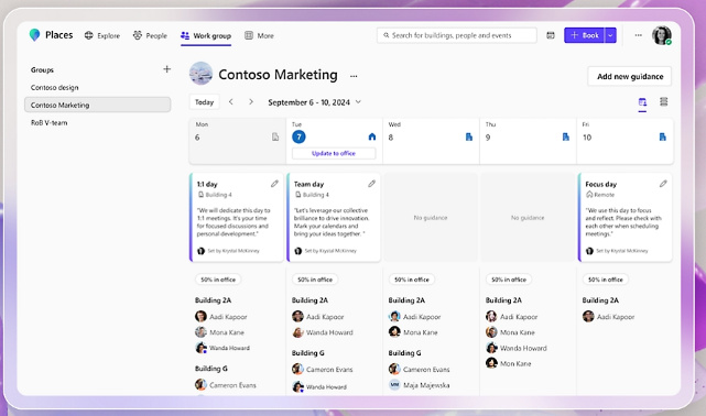 Microsoft Places - Work group attendance coordination